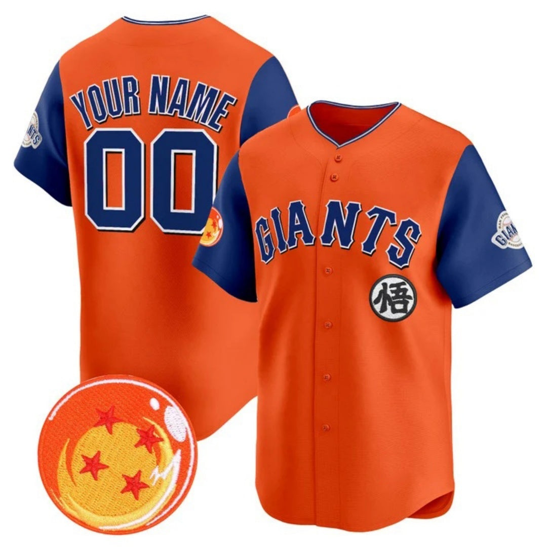 Custom San Francisco Giants x Dragon Ball Royal Orange KLUNKIM Vapor Premier Limited Jersey - All Stitched