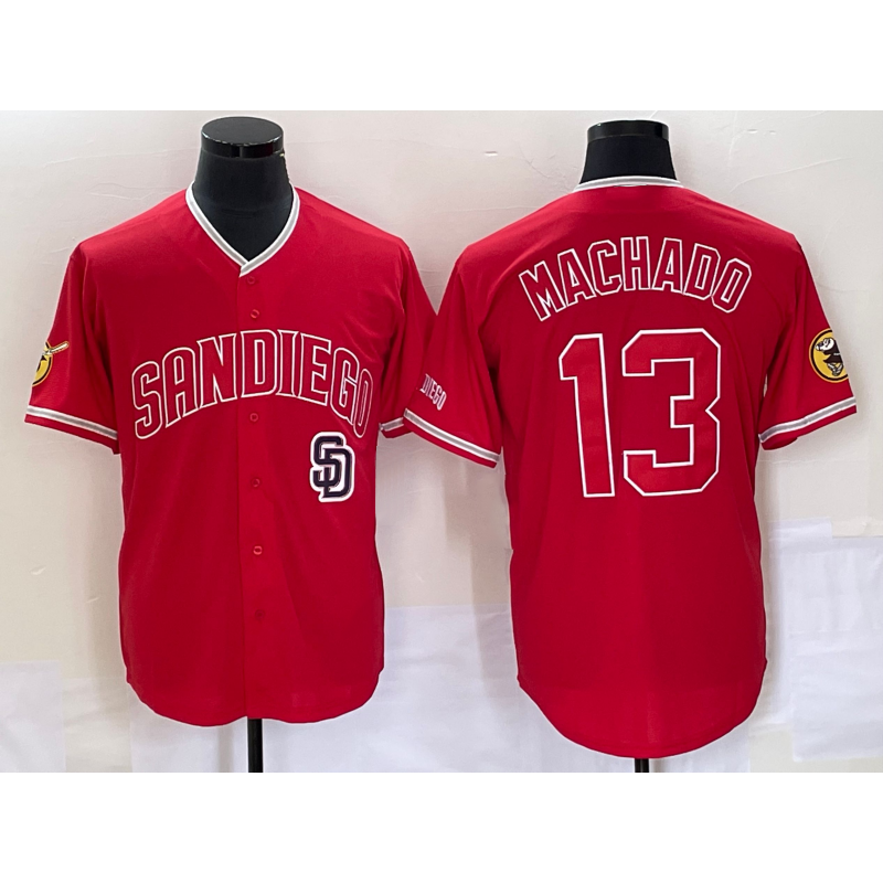 San Diego Padres #13 Manny Machado Red KLUNKIM NEW 2023 Cool Base Stitched Jersey