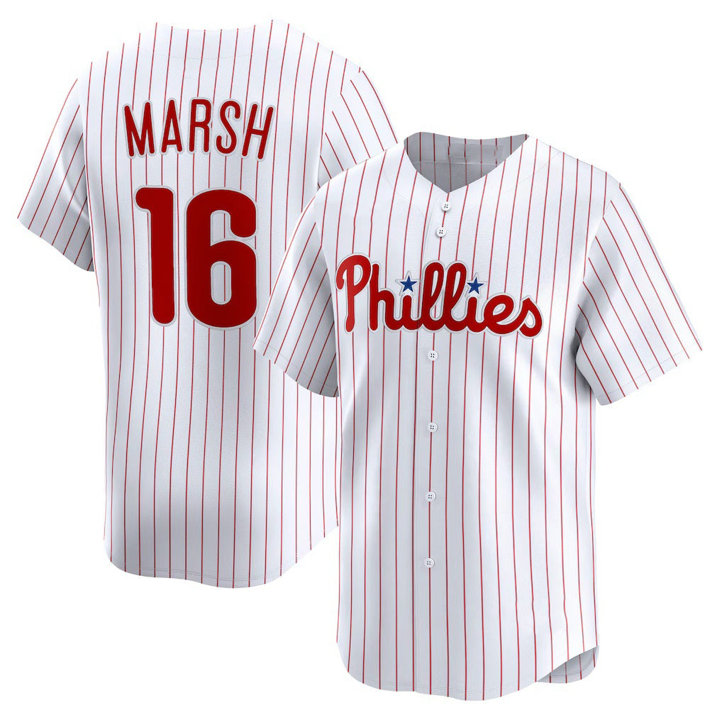 Philadelphia Phillies #16 Brandon Marsh White KLUNKIM Home Limited Player Jersey
