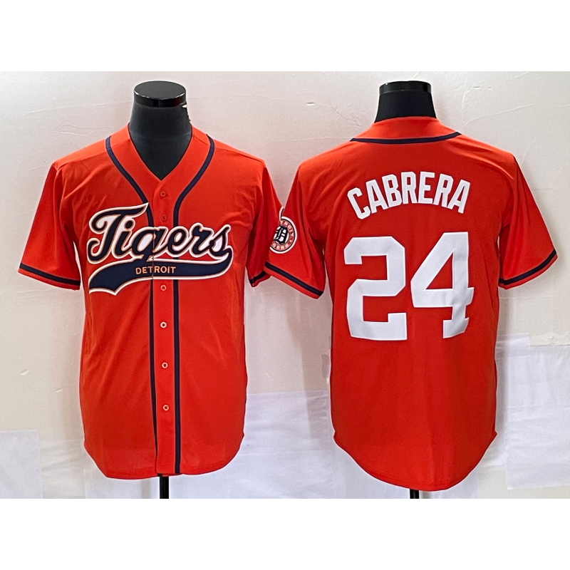 Detroit Tigers #24 Miguel Cabrera Orange KLUNKIM Cool Base Stitched Jersey