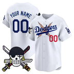 Custom Los Angeles Dodgers x One Piece White KLUNKIM Zoro Patch Vapor Premier Limited Jersey - Stitched