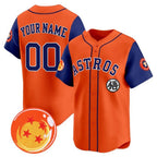 Custom Houston Astros x Dragon Ball Royal Orange KLUNKIM Vapor Premier Limited Jersey - All Stitched