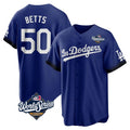Los Angeles Dodgers #50 Mookie Betts Player Royal KLUNKIM World Series City Connect Home Game Stitched Jerseys