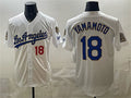 Los Angeles Dodgers #18 Yoshinobu Yamamoto White KLUNKIM 2026 Gold Collection 9x & B2B Champs Patch Stitched Jersey