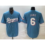 Texas Rangers #6 Josh Jung Light Blue KLUNKIM Team Logo Cool Base Jersey
