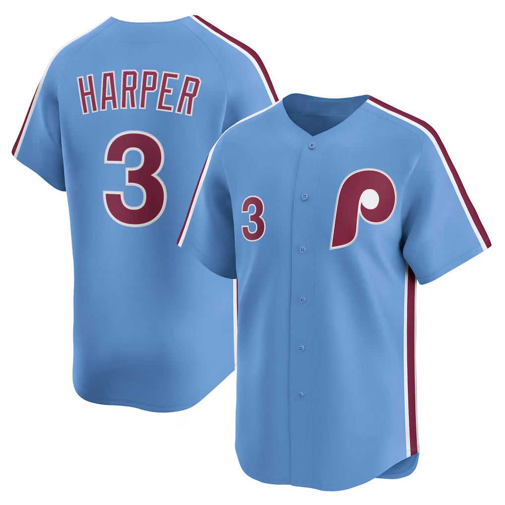Philadelphia Phillies #3 Bryce Harper Light Blue KLUNKIM Alternate Limited Player Jersey