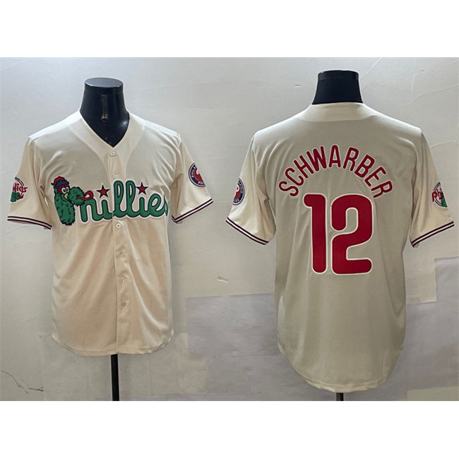 Philadelphia Phillies #12 Kyle Schwarber Cream KLUNKIM Phanatic Limited Stitched Jersey