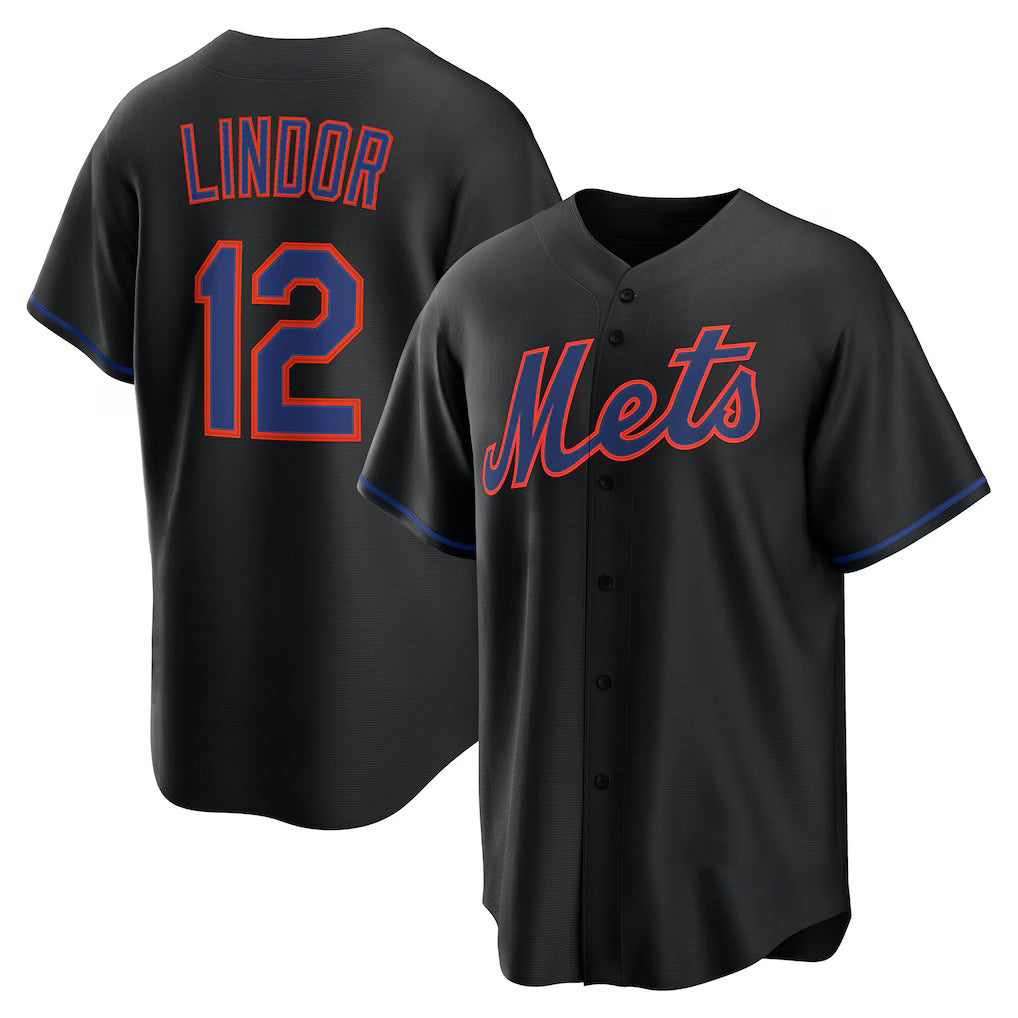 New York Mets #12 Francisco Lindor Black KLUNKIM Alternate Replica Jersey