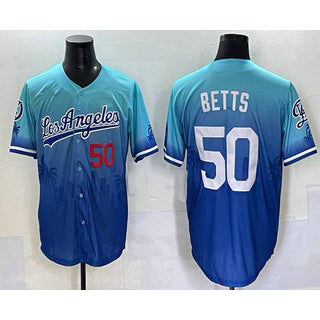 Los Angeles Dodgers #50 Mookie Betts Blue KLUNKIM 2025 City Connect Limited Stitched Jersey