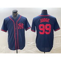 New York Yankees #99 Aaron Judge Navy Red KLUNKIM Fashion Cool Base Jersey