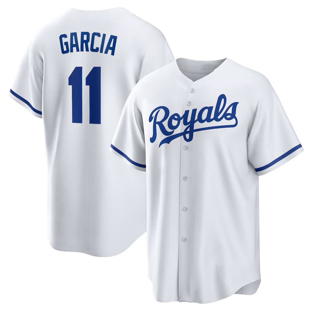 Kansas City Royals #11 Maikel Garcia White KLUNKIM Home Replica Jersey