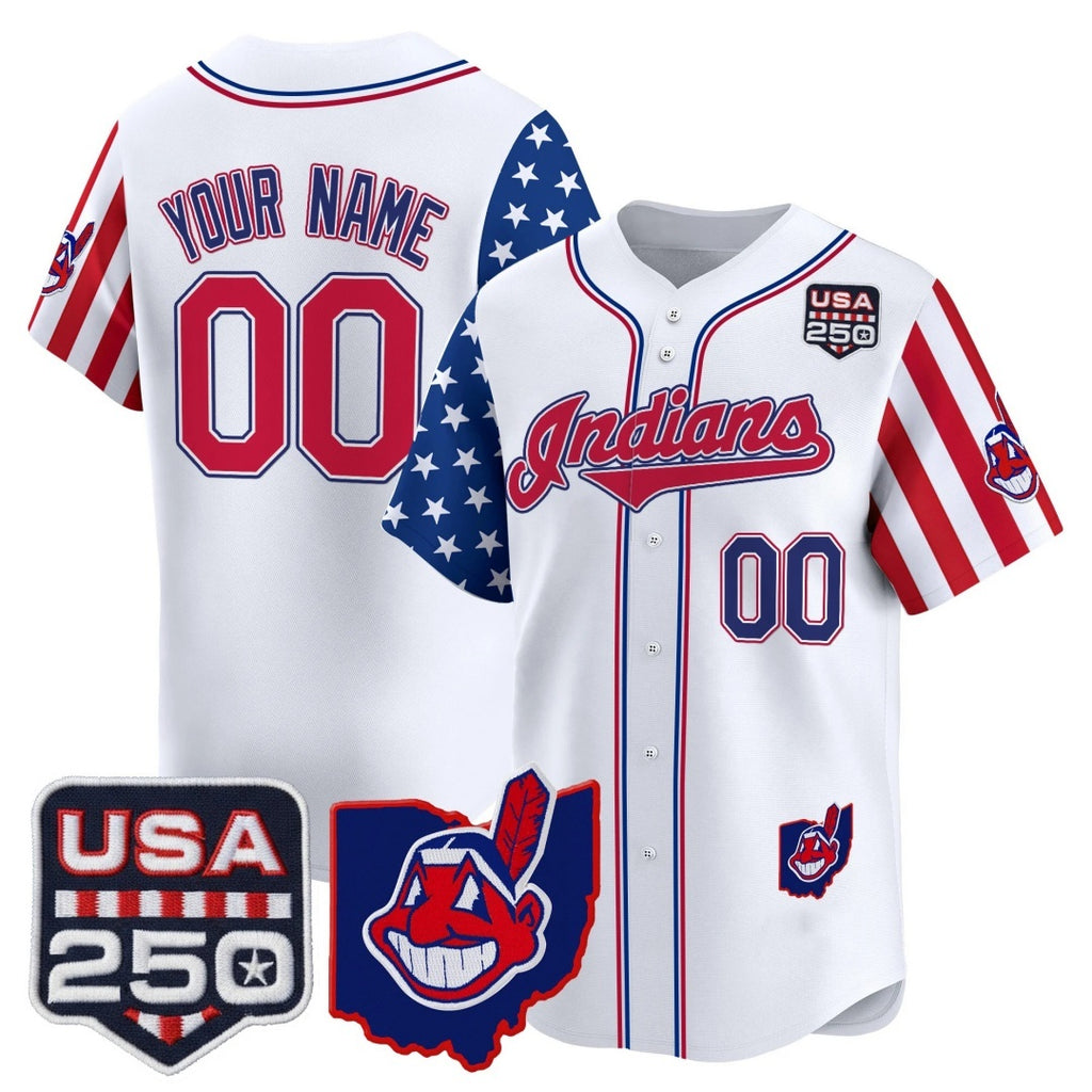 Custom Cleveland Indians White KLUNKIM America 250 Edition Vapor Premier Limited Jersey - All Stitched