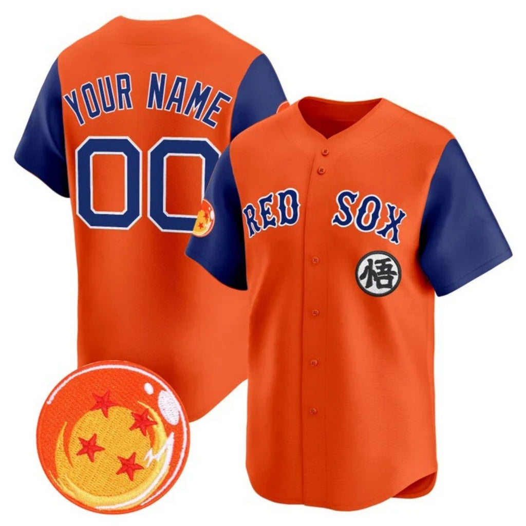 Custom Boston Red Sox x Dragon Ball Royal Orange KLUNKIM Vapor Premier Limited Jersey - All Stitched
