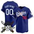 Custom Los Angeles Dodgers x One Piece Royal KLUNKIM Zoro Patch Vapor Premier Limited Jersey - Stitched