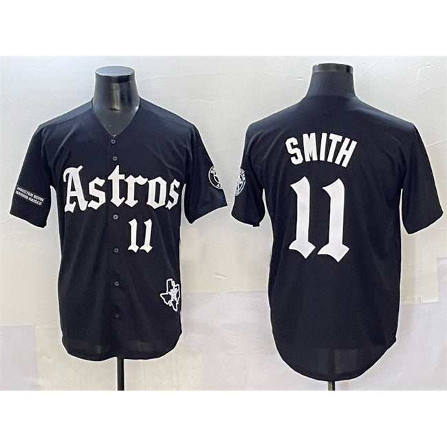Houston Astros #11 Cam Smith Black KLUNKIM Gothic 'Houston Born Barrio Raised' Limited Stitched Jersey