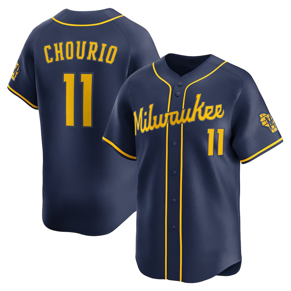 Milwaukee Brewers #11 Jackson Chourio Navy KLUNKIM Alternate 2 Limited Jersey