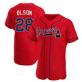 Atlanta Braves #28 Matt Olson Red KLUNKIM Flex Base Stitched Jersey