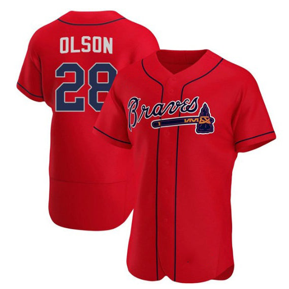 Atlanta Braves #28 Matt Olson Red KLUNKIM Flex Base Stitched Jersey
