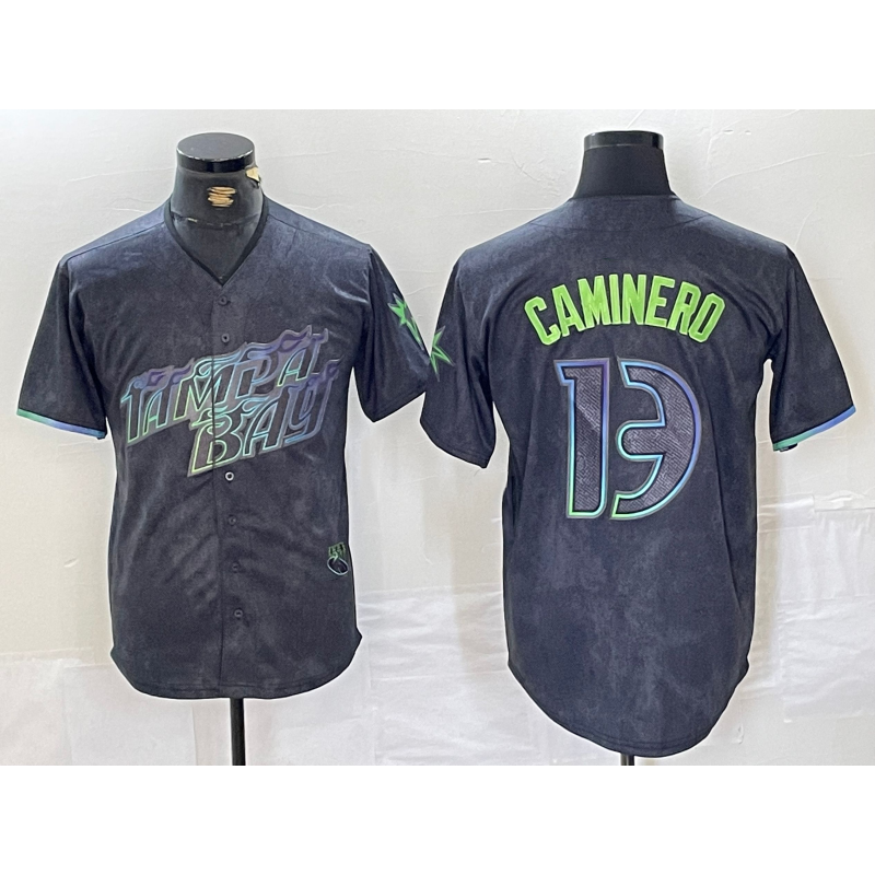 Tampa Bay Rays #13 Junior Caminero Charcoal KLUNKIM 2024 City Connect Limited Stitched Jersey
