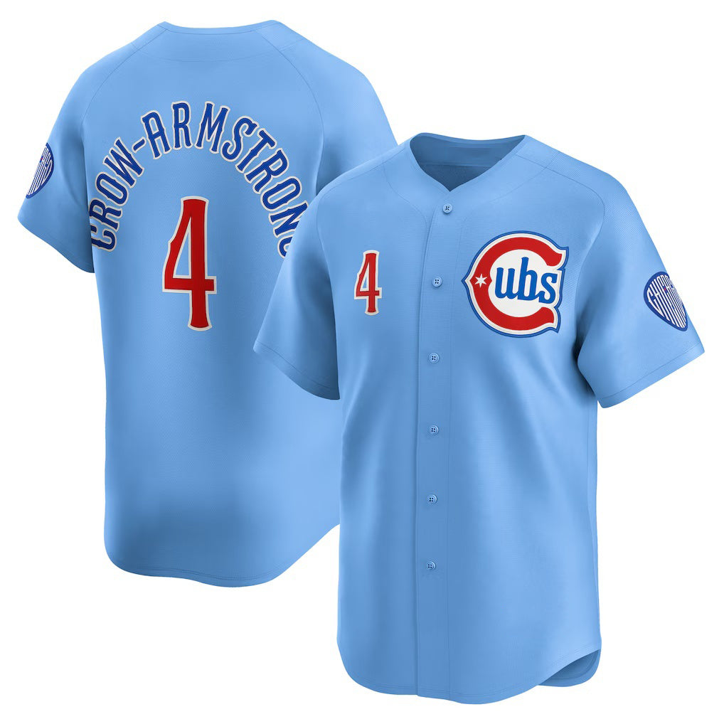 Chicago Cubs #4 Pete Crow-Armstrong Light Blue KLUNKIM Alternate Limited Player Jersey