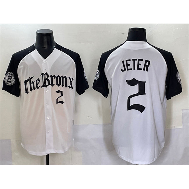 New York Yankees #2 Derek Jeter White Black KLUNKIM 'Gothic Legacy Edition' Vapor Premier Limited Stitched Jersey