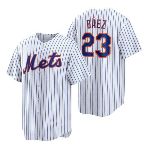 New York Mets #23 Javier Baez White KLUNKIM Replica Home Jersey