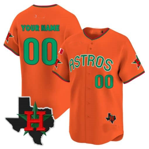 Custom Houston Astros Mexico Texas Patch Vapor Premier Limited Jersey V3 ¨C Orange KLUNKIM
