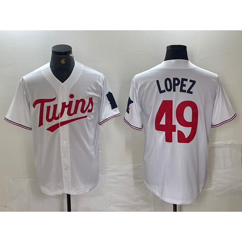 Minnesota Twins #49 Pablo Lopez White KLUNKIM Stitched Cool Base Jersey