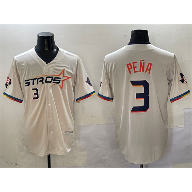 Houston Astros #3 Jeremy Pena Cream KLUNKIM 2025 City Connect With Texas Patch Limited Stitched Jersey
