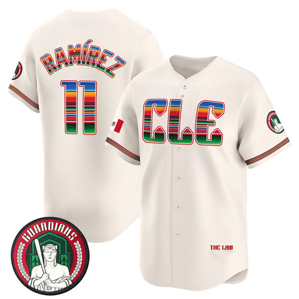Cleveland Guardians #11 Jos¨¦ Ram¨ªrez Cream KLUNKIM Mexico Vapor Premier Limited Stitched Jersey