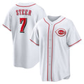 Cincinnati Reds #7 Spencer Steer White KLUNKIM Home Replica Jersey