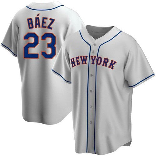 New York Mets #23 Javier Baez Gray KLUNKIM Replica Jersey