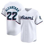 Miami Marlins #22 Sandy Alcantara White KLUNKIM Home Limited Player Jersey