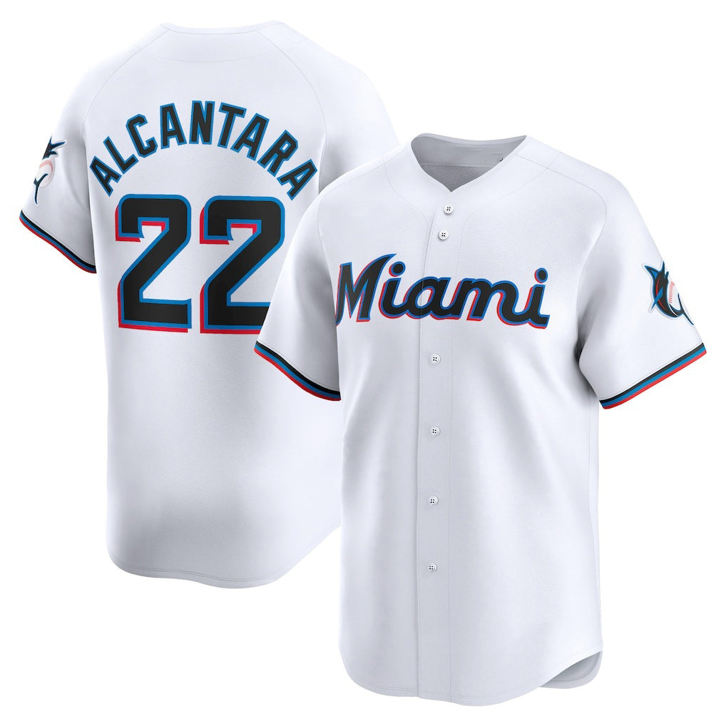 Miami Marlins #22 Sandy Alcantara White KLUNKIM Home Limited Player Jersey