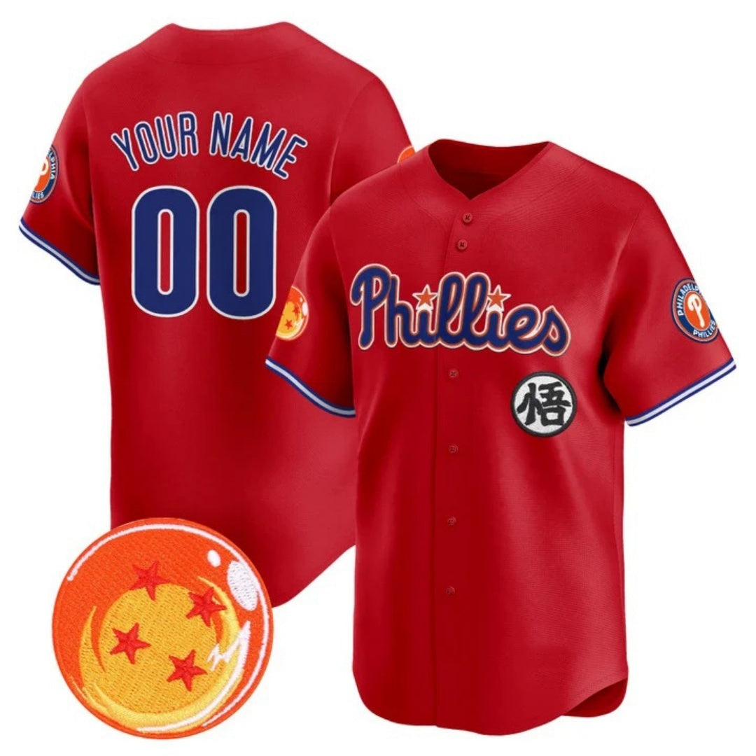 Custom Philadelphia Phillies x Dragon Ball Red KLUNKIM Vapor Premier Limited Jersey - All Stitched