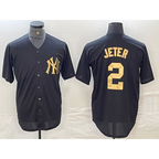 New York Yankees #2 Derek Jeter Black White KLUNKIM Cool Base Stitched Jersey
