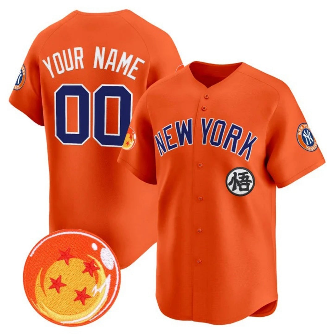 Custom New York Yankees x Dragon Ball Orange KLUNKIM Vapor Premier Limited Jersey - All Stitched