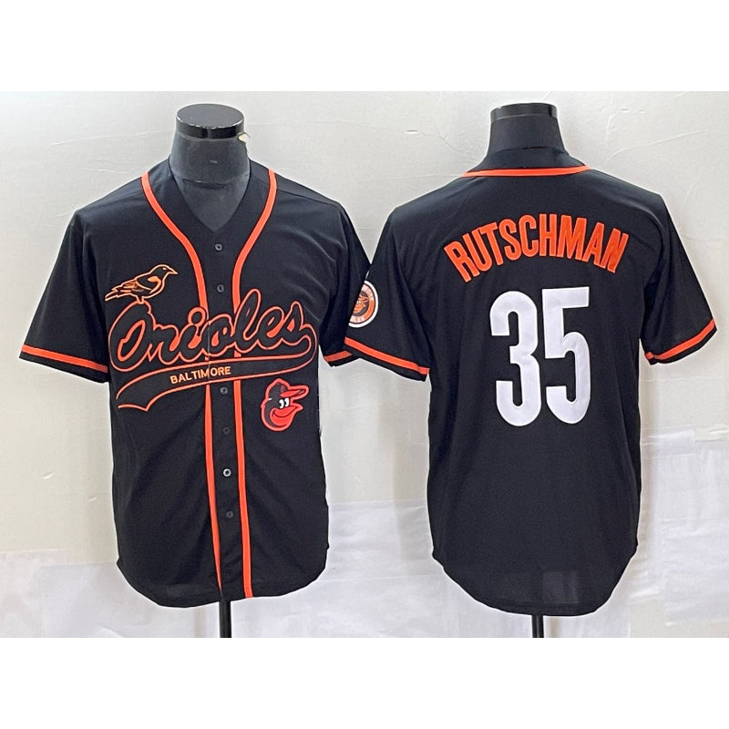 Baltimore Orioles #35 Adley Rutschman Black KLUNKIM With Patch Cool Base Stitched Jersey