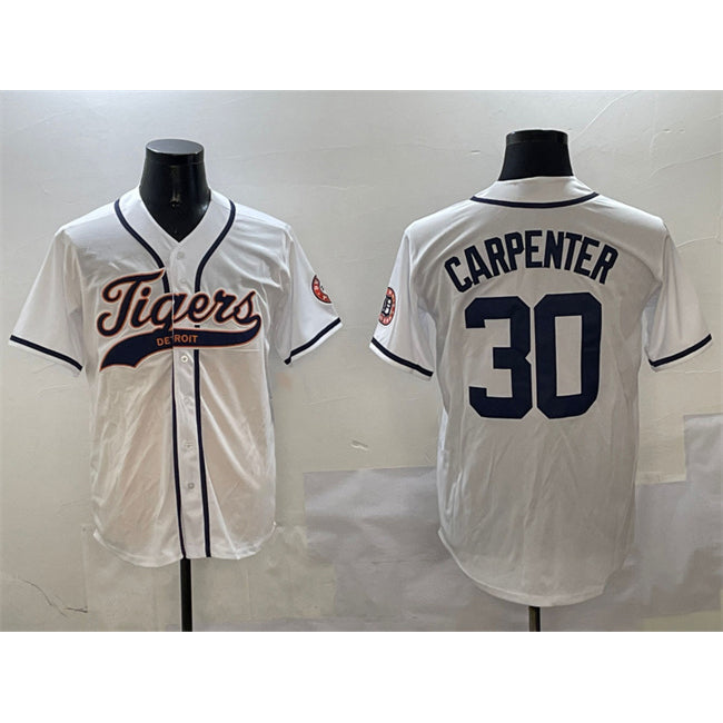 Detroit Tigers #30 Kerry Carpenter White KLUNKIM With Patch Cool Base Stitched Jersey