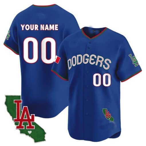 Custom Los Angeles Dodgers Mexico California Patch Vapor Premier Limited Jersey V3 ¨C Royal KLUNKIM