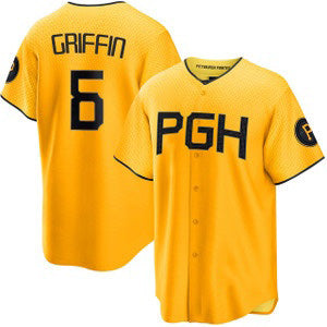 Pittsburgh Pirates #6 Konnor Griffin Yellow KLUNKIM City Connect Limited Jersey