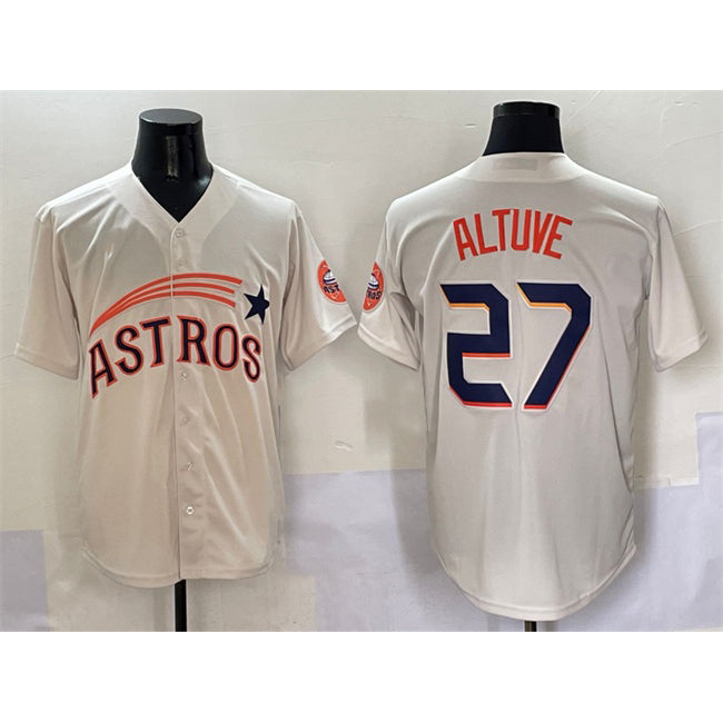 Houston Astros #27 Jose Altuve Cream KLUNKIM Throwback Cooperstown Collection Limited Stitched Jersey
