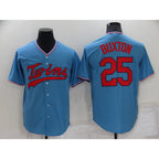 Minnesota Twins #25 Byron Buxton Light Blue KLUNKIM Pullover Throwback Cooperstown Jersey