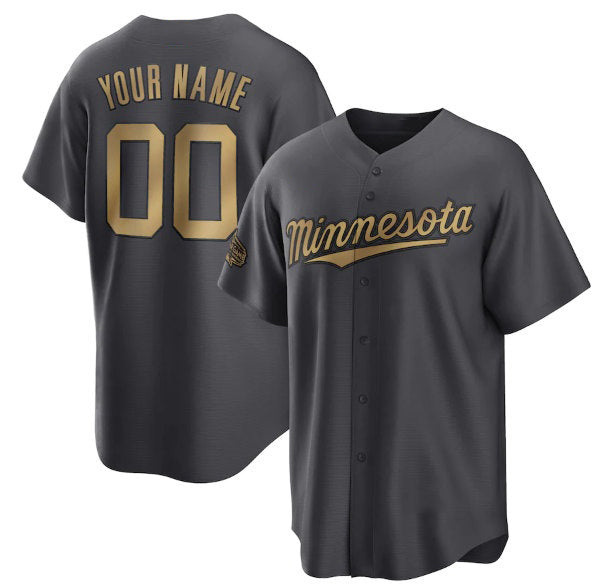 Custom Minnesota Twins Active Player Charcoal KLUNKIM 2022 All-Star Cool Base Stitched Jersey