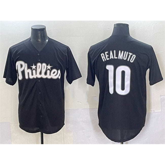 Philadelphia Phillies #10 J.T. Realmuto Black KLUNKIM Lights Out Limited Stitched Jersey