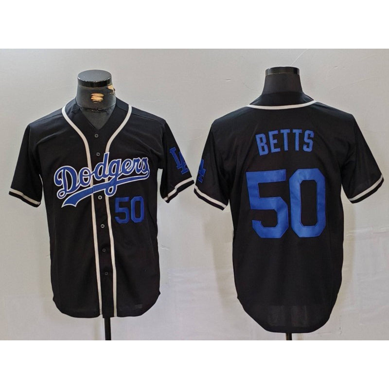 Los Angeles Dodgers #50 Mookie Betts Number Black KLUNKIM Cool Base With Patch Stitched Jerseys
