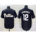 Philadelphia Phillies #12 Kyle Schwarber Black KLUNKIM Lights Out Limited Stitched Jersey
