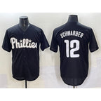 Philadelphia Phillies #12 Kyle Schwarber Black KLUNKIM Lights Out Limited Stitched Jersey