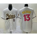 San Diego Padres #13 Manny Machado White KLUNKIM Pinstripe 2023 City Connect Cool Base Stitched Jersey