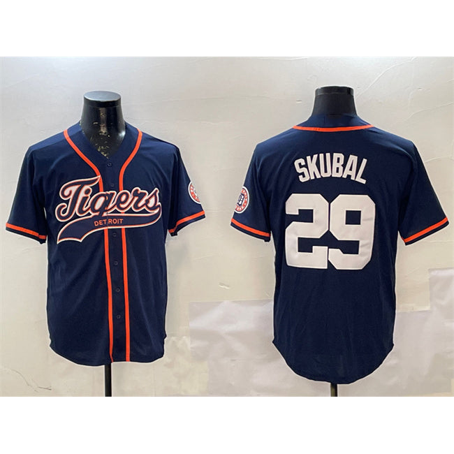 Detroit Tigers #29 Tarik Skubal Navy KLUNKIM With Patch Cool Base Stitched Jersey
